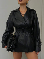 Casual Belted Blazer Jacket