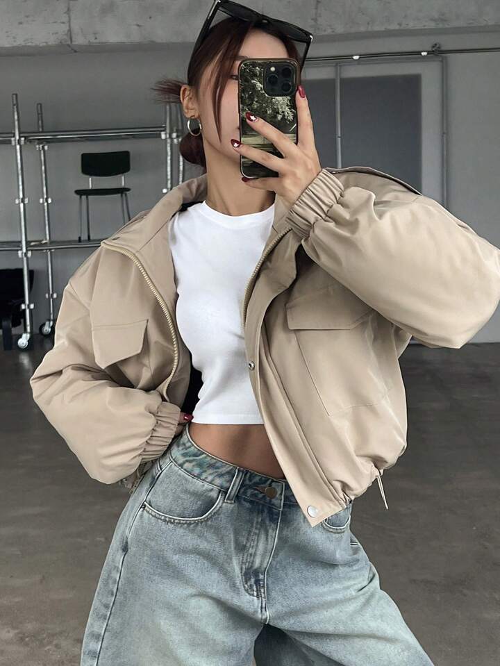 Lightweight Cropped Zip up Jacket