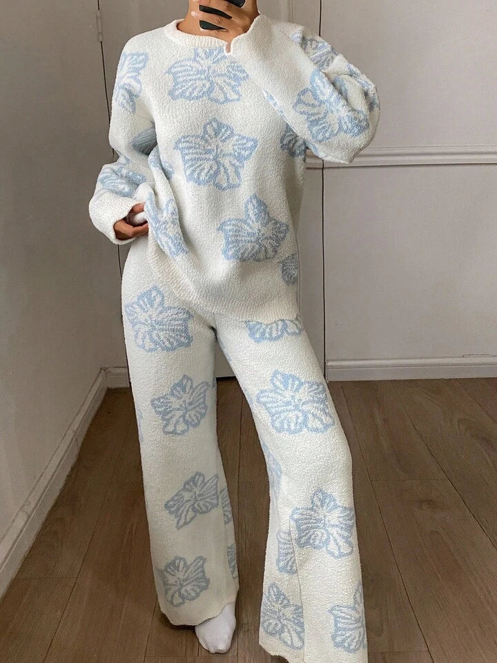 Soft Plush Flower Pajama Set