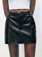 Dotted Leather Skirt