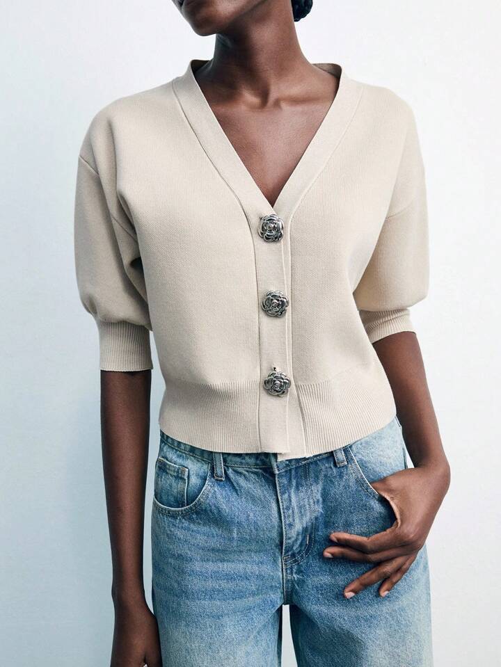 Women's Solid Knit Cropped Top