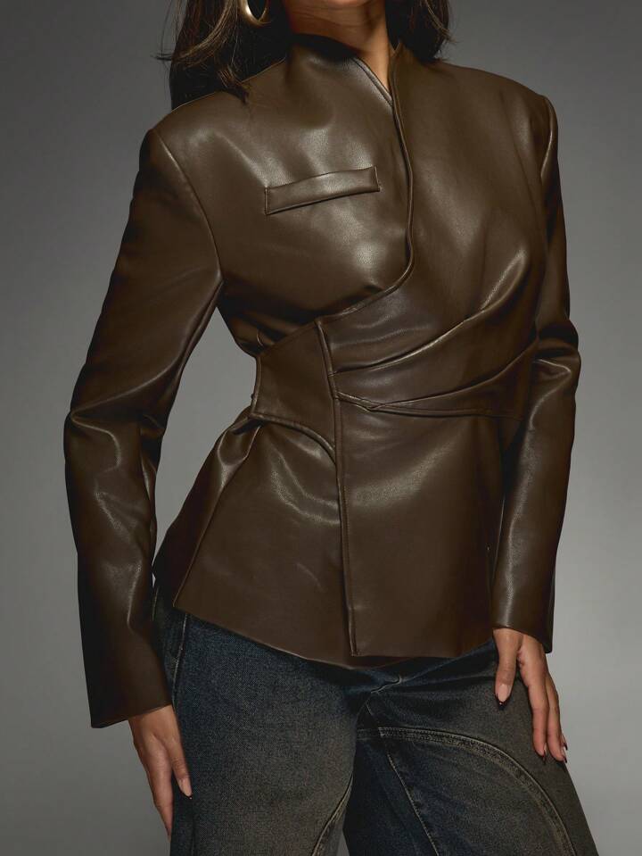 Leather Breasted Blazer