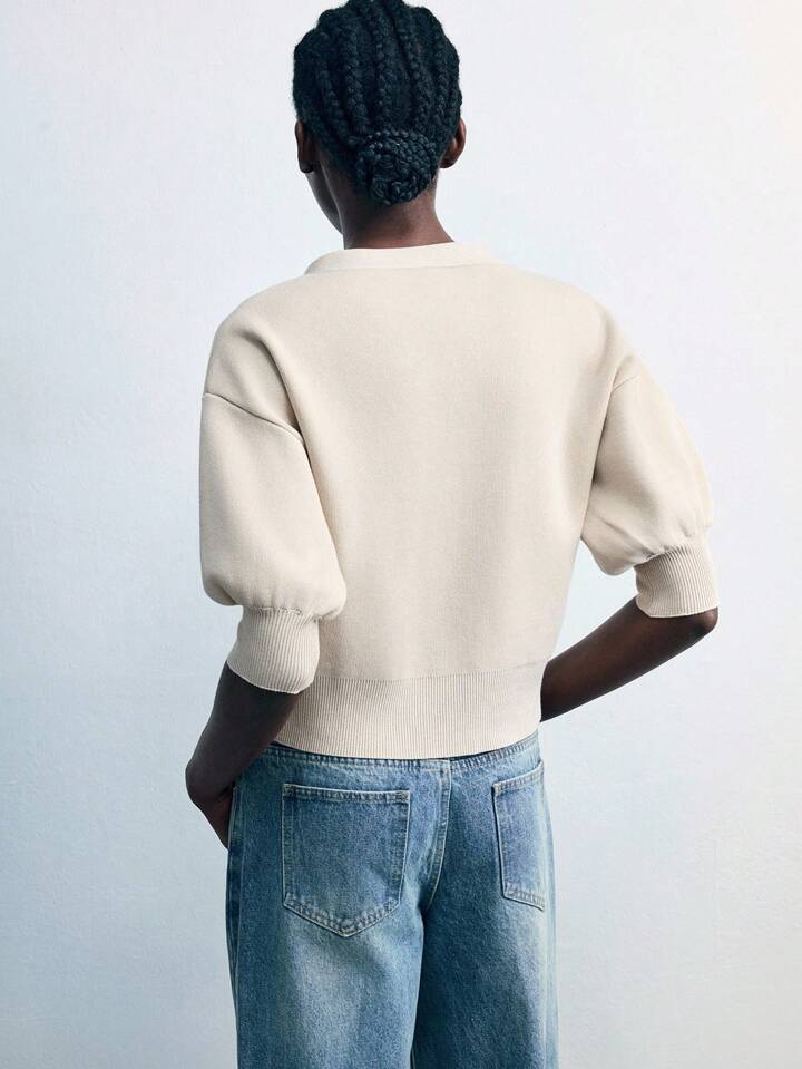 Women's Solid Knit Cropped Top