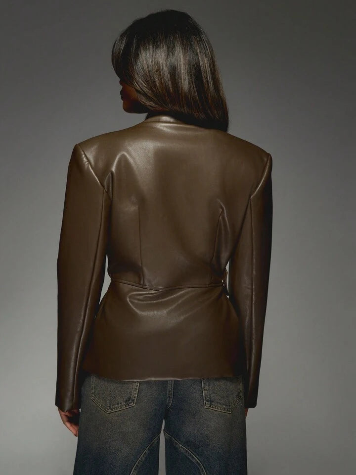 Leather Breasted Blazer