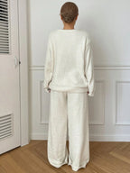 Soft Plush Bow Sweater Pajama Set