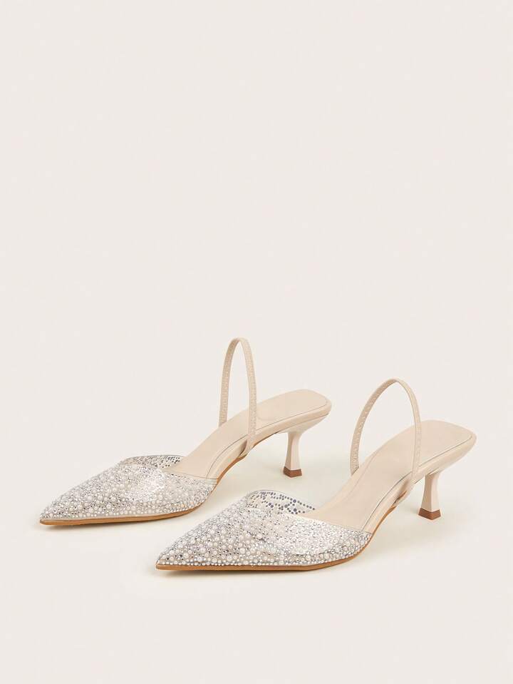 Rhinestone Slingback Heels
