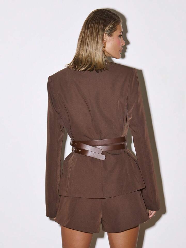 Twist Sleeve Tailored Set