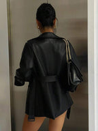 Casual Belted Blazer Jacket