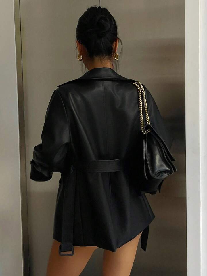 Casual Belted Blazer Jacket