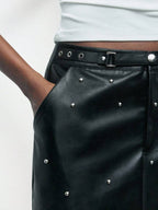 Dotted Leather Skirt