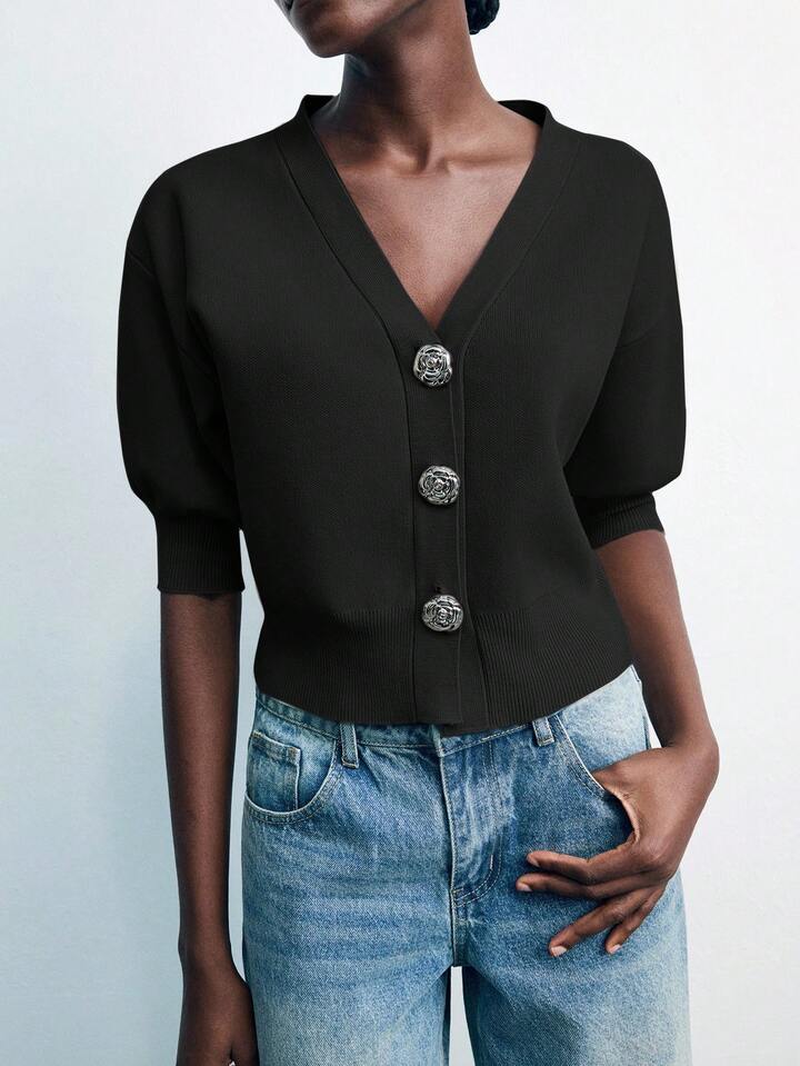 Women's Solid Knit Cropped Top