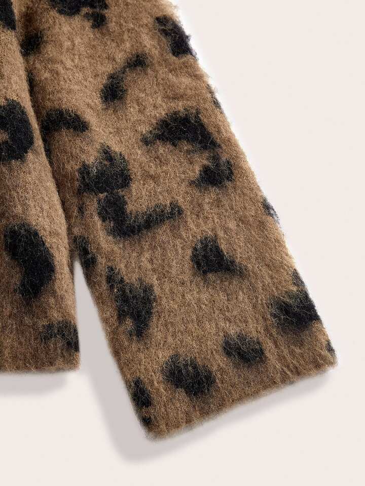 Wool-Blend Leopard Fuzzy Top