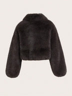 Faux-fur jacket with zip