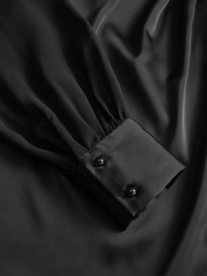 Urban Hollow-Out Satin Long Top