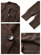 Versatile solid color V-neck cardigan Top