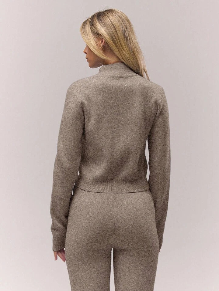 Knitted Cropped Cardigan & Flare Set