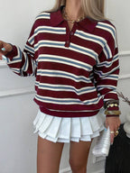 Carey Navy Striped Jersey Top