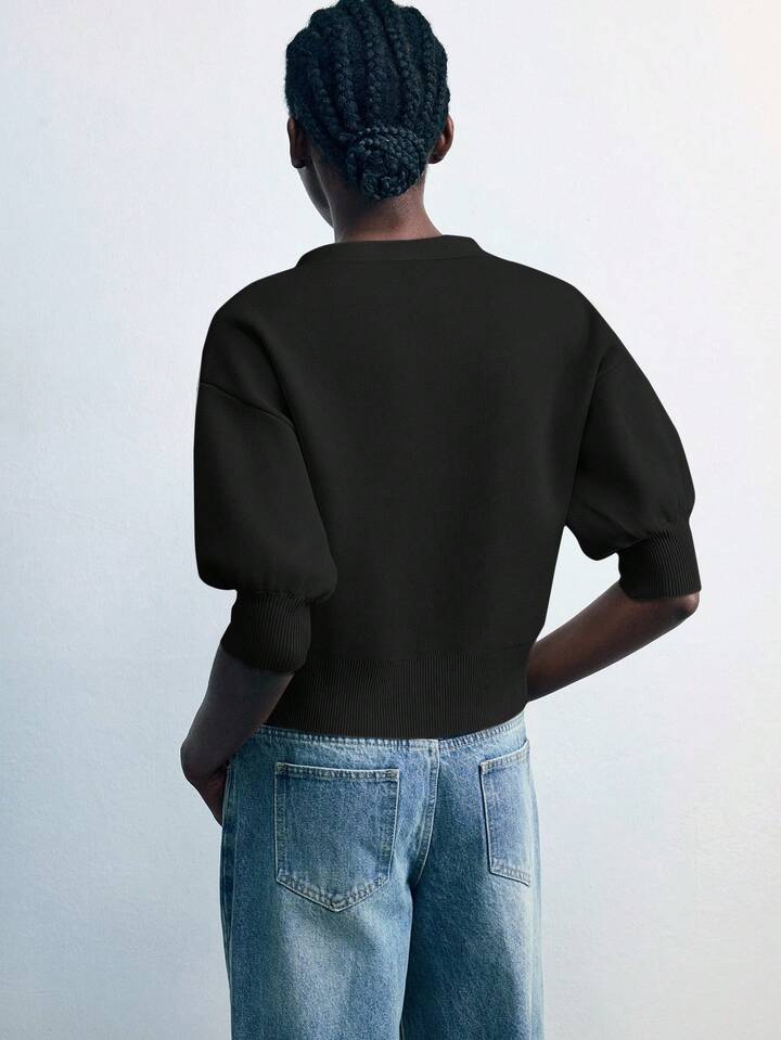 Women's Solid Knit Cropped Top