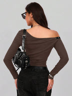 Studded One Shoulder Top
