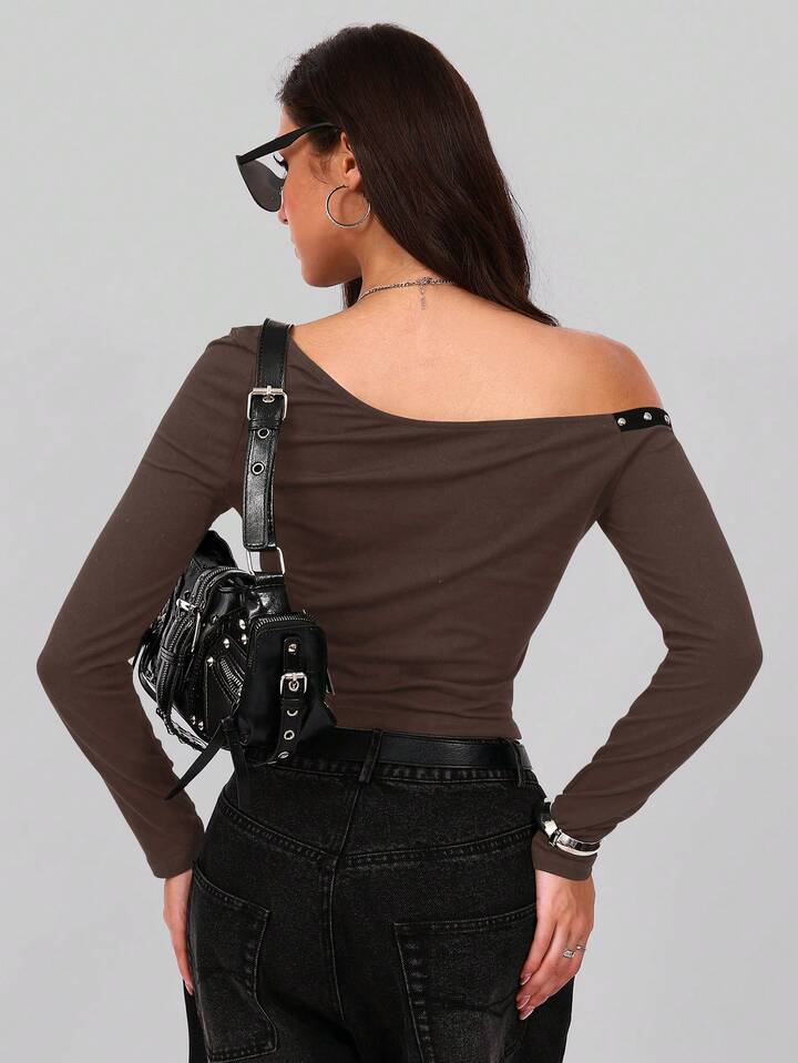 Studded One Shoulder Top