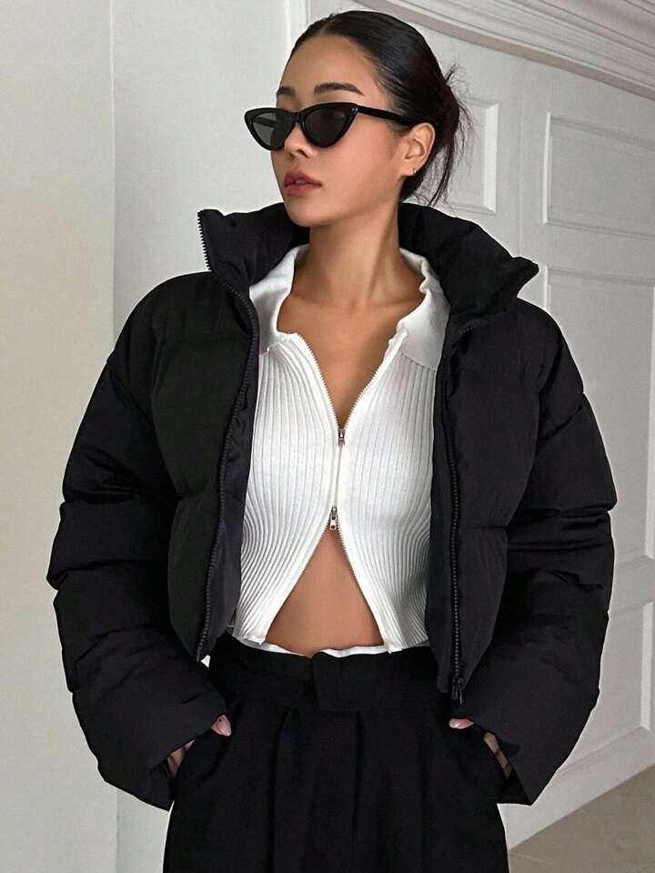 Puffer Cropped Zip up Jacket