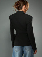 Lace Up Tie Waist Double Breasted Blazer