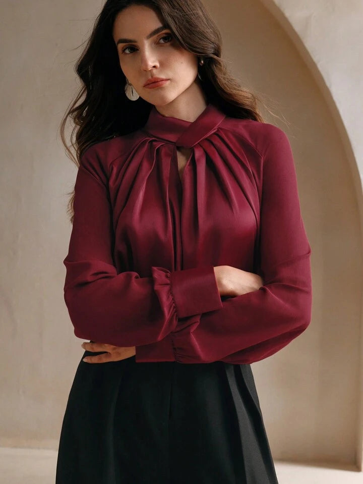 Urban Hollow-Out Satin Long Top