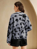 Wool-Blend Leopard Fuzzy Top