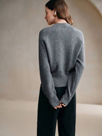 Versatile solid color V-neck cardigan Top