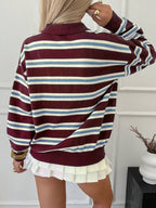 Carey Navy Striped Jersey Top