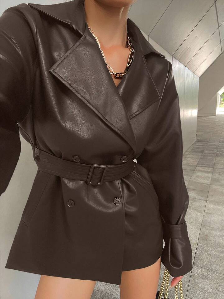 Casual Belted Blazer Jacket