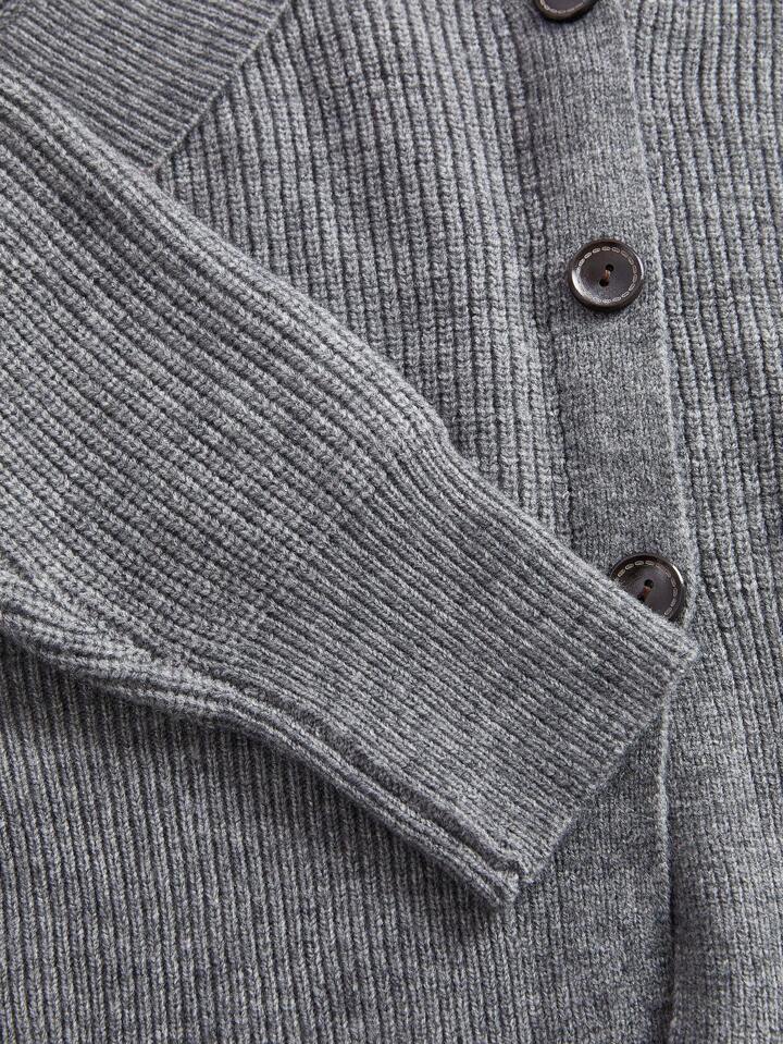 Versatile solid color V-neck cardigan Top