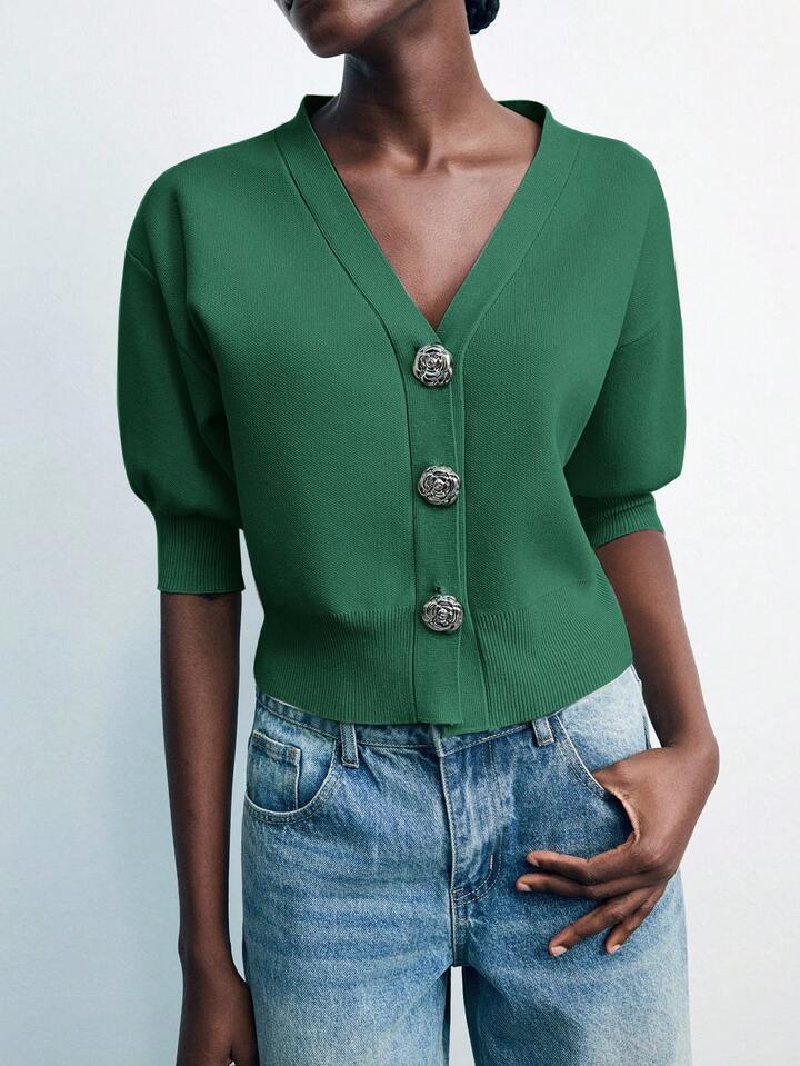 Women's Solid Knit Cropped Top