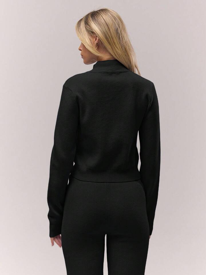 Knitted Cropped Cardigan & Flare Set