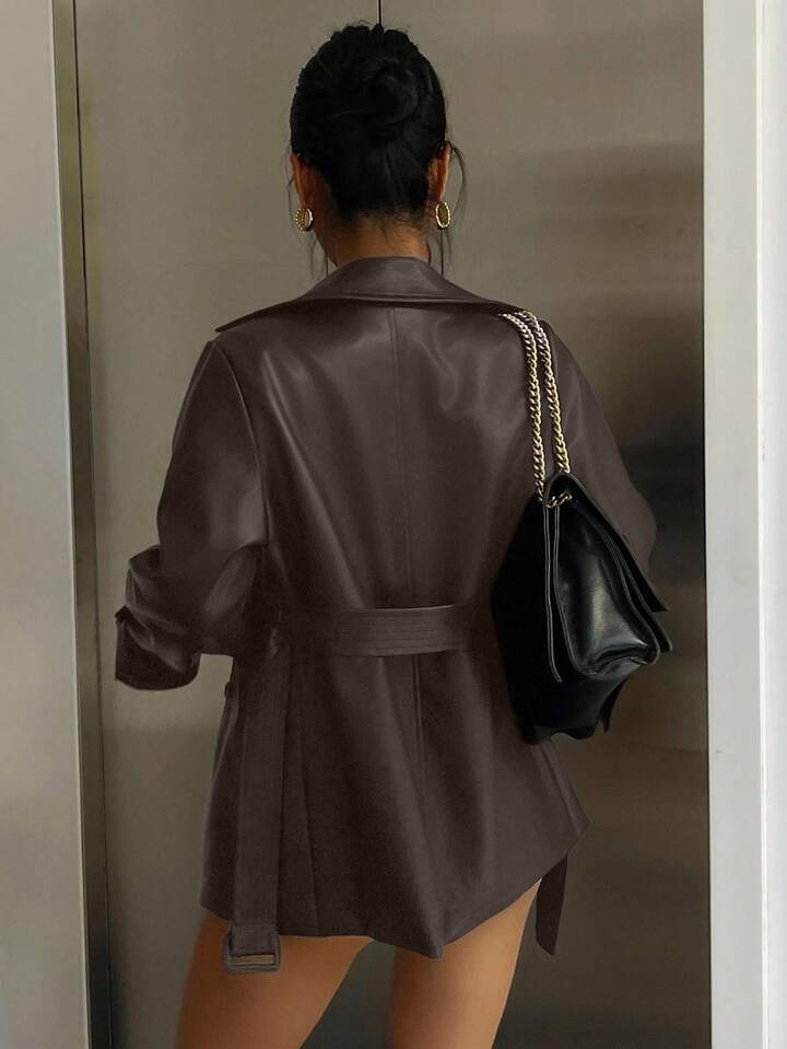 Casual Belted Blazer Jacket