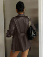 Casual Belted Blazer Jacket