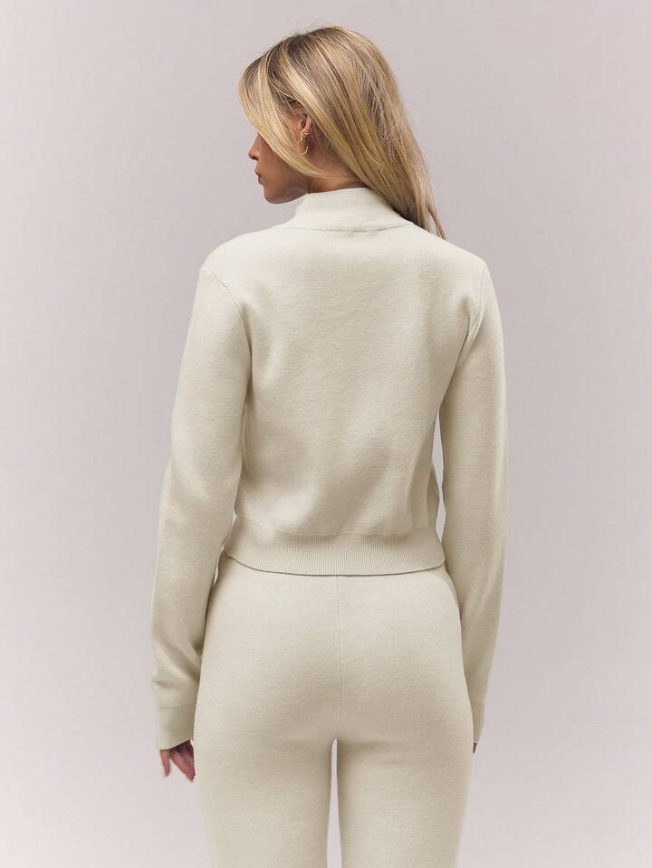 Knitted Cropped Cardigan & Flare Set