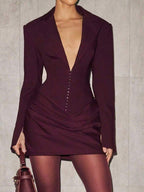 V Neck Long Sleeve Dress