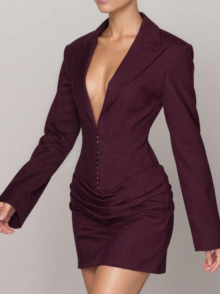 V Neck Long Sleeve Dress