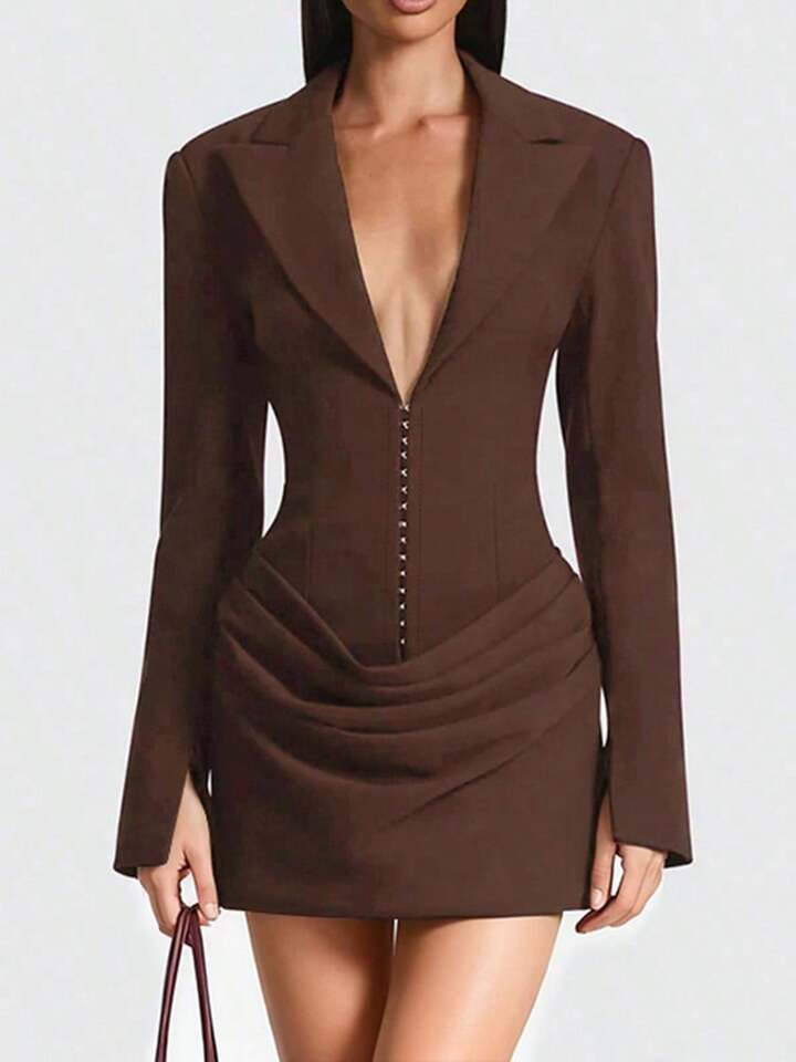 V Neck Long Sleeve Dress
