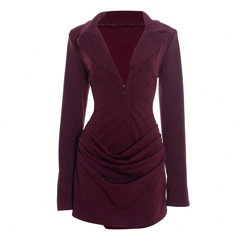 V Neck Long Sleeve Dress