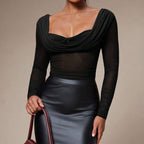 Mesh Long Sleeve Fitted Top