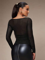 Mesh Long Sleeve Fitted Top