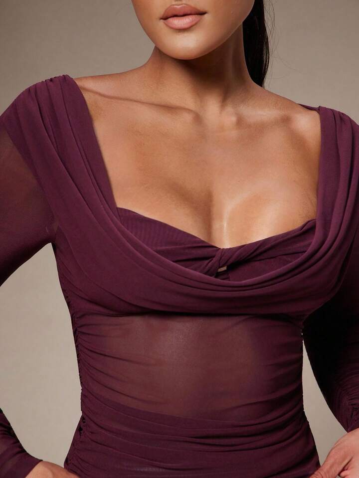 Mesh Long Sleeve Fitted Top