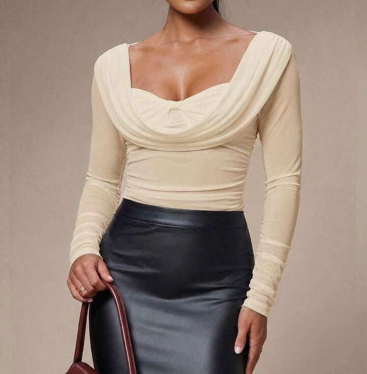 Mesh Long Sleeve Fitted Top