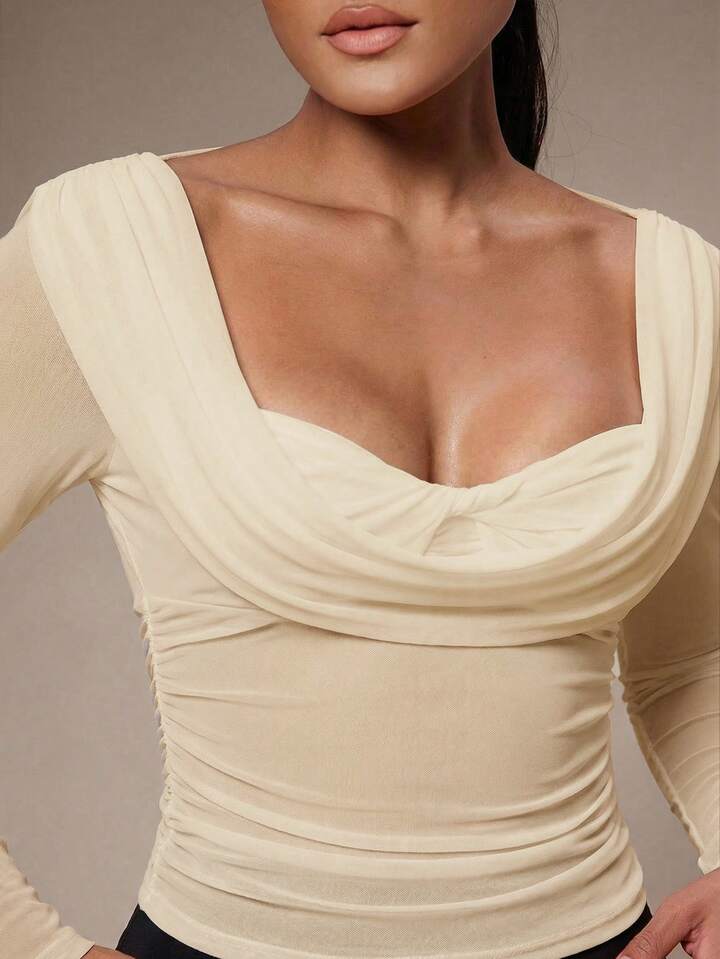 Mesh Long Sleeve Fitted Top