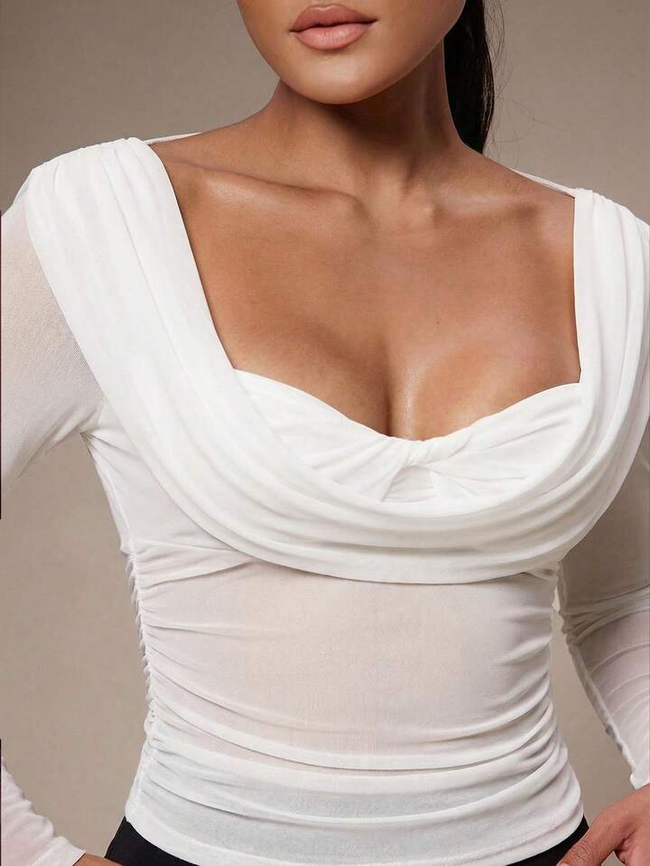 Mesh Long Sleeve Fitted Top