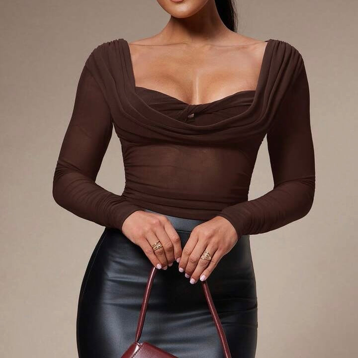 Mesh Long Sleeve Fitted Top