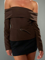 Off Shoulder Belted Top