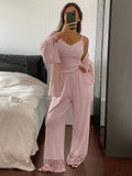 3 pcs lace pajama set